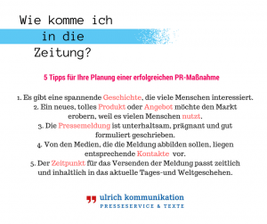 PR für Selbstständige und Unternehmen